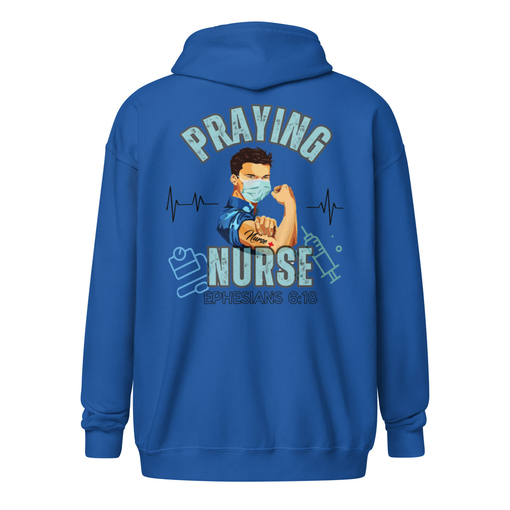 ChristianWalk front & back design praying nurse zip hoodie