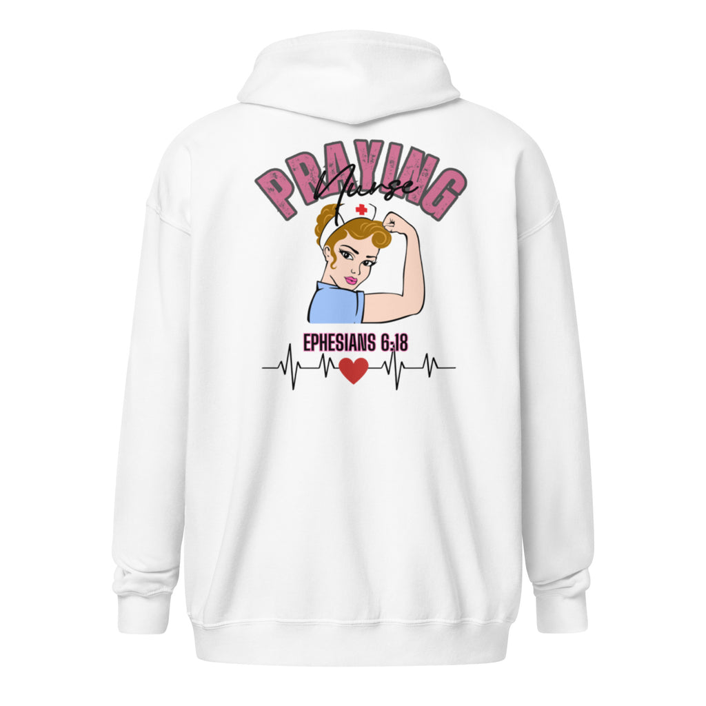 ChristianWalk praying nurse front & back design zip hoodie