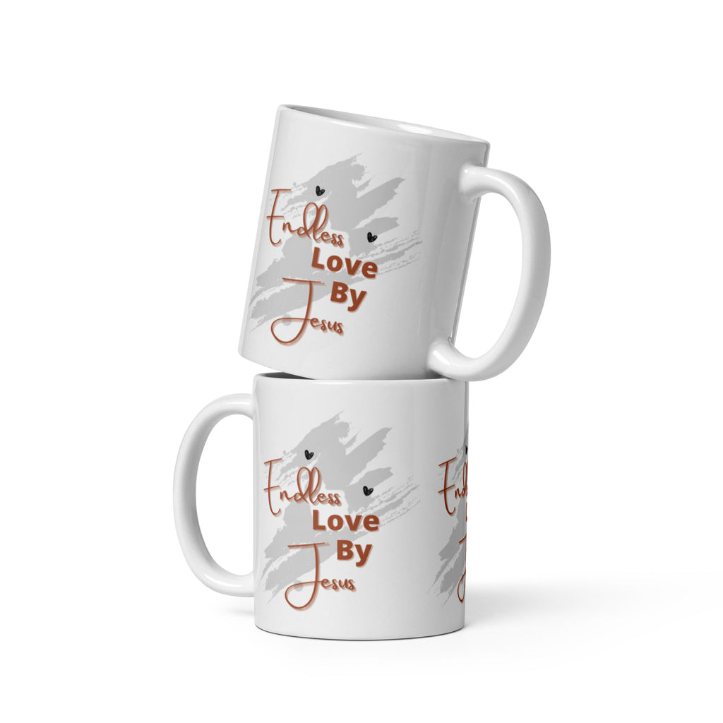 love by Jesus white glossy mug