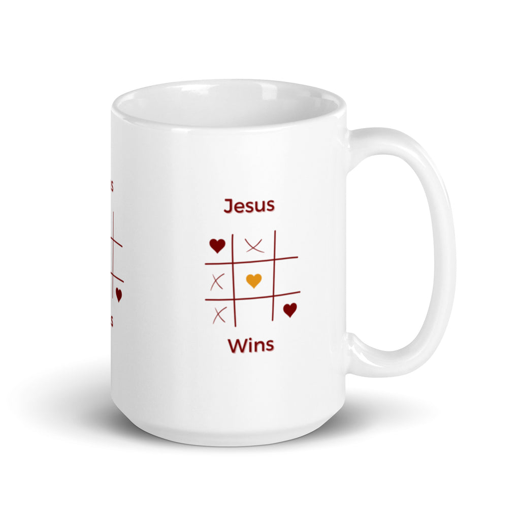 Jesus wins white glossy mug